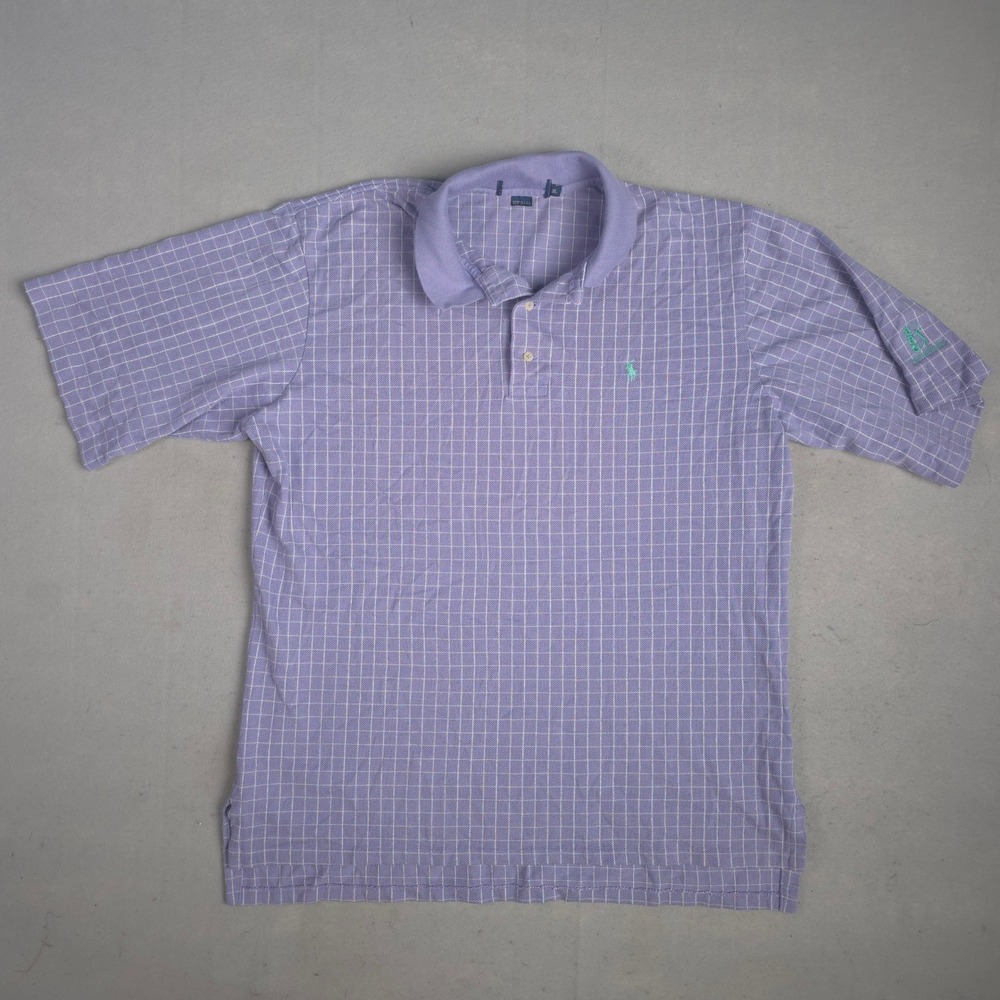Ralph Lauren Golf Polo Shirt Plaid Short‎ Sleeve Casual XL